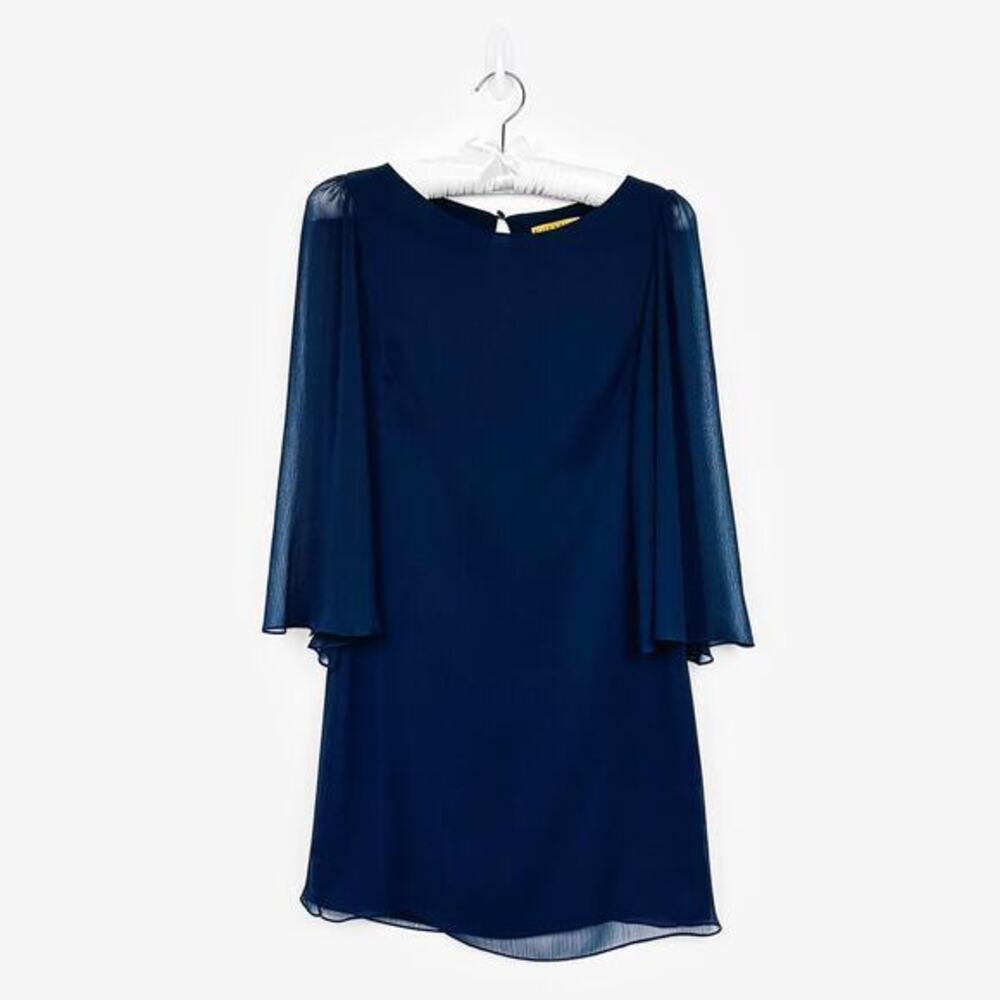 Alice + Olivia Odette Flutter Sleeve Mini Dress Size S Navy Retro Old Money